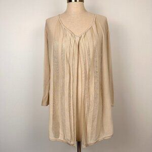 Les Collections Mat Womens Lightweight Open Knit Cardigan Size Medium Beige New